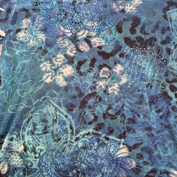 Endless Designs Women’s Blue V-Neck Tunic Top Size Small - Picture 4 of 7